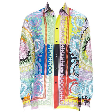 versace floral barocco shirt|plain white Versace shirt.